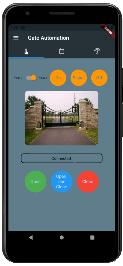 Gate Automation App Main Screen